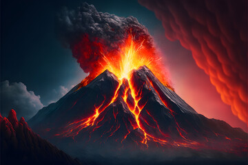 A Massive Eruption: A Volcano Unleashing Its Power, Generative AI