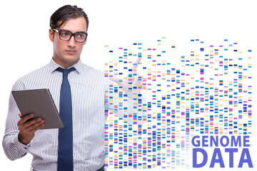 Businessman in genome data concept