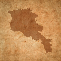 Armenia map on old brown grunge paper