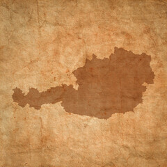 Austria map on old brown grunge paper