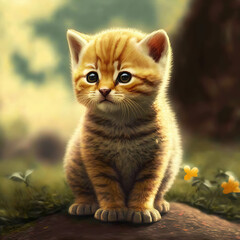 Naklejka na ściany i meble the cutest cat in the world, kitten, animal, art illustration