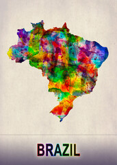 Brazil Map in Watercolor
