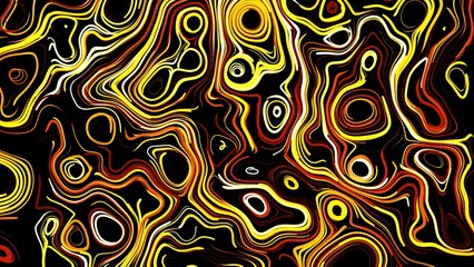 Abstract creative bg with curled lines like yellow trails on surface. Lines form swirling pattern like curle noise. Abstract 3d bright creative festive bg. 3d render