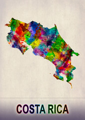 Costa Rica Map in Watercolor