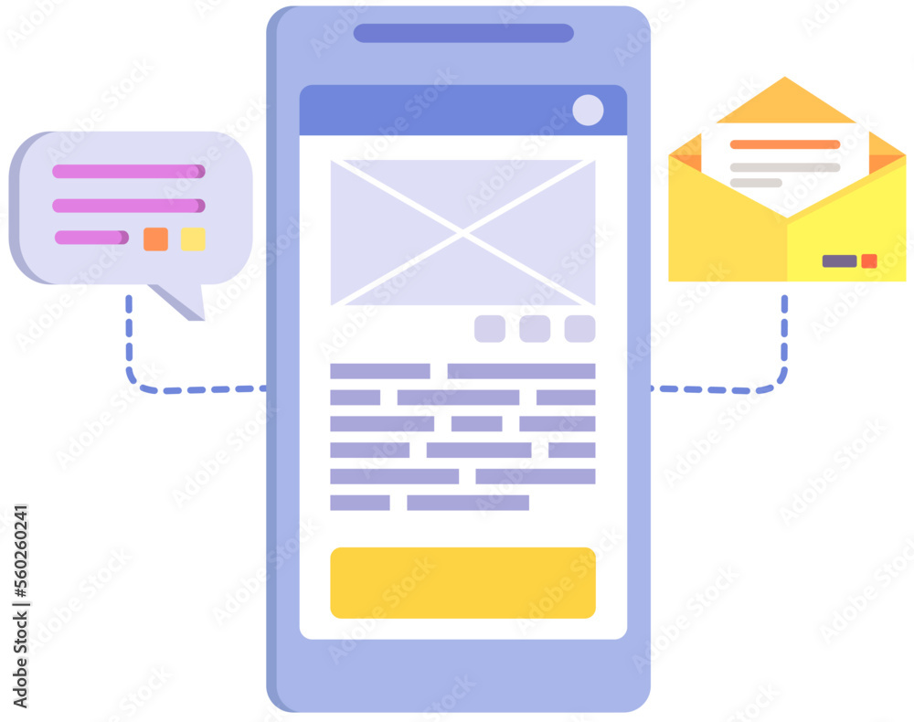 Poster modern smartphone with messenger app window. chatting and messaging. sms messages sending. social ne