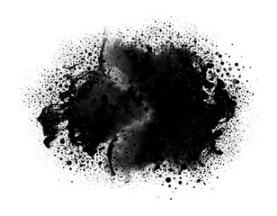 Ink black color smoke blot and drop on Png transparent Abstract background.