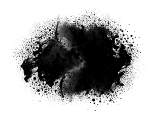  Ink black color smoke blot and drop on Png transparent Abstract background. © Liliia