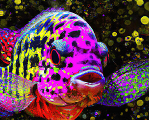 Kolorowa ryba w wodzie. - obrazy, fototapety, plakaty