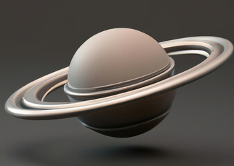 Koncepcja 3D modelu planety Saturn na szarym tle. © Adam Sadlak