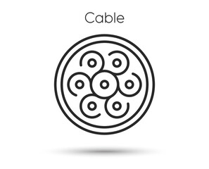 Fiber section icon. Optic cable sign. Internet network wire symbol. Illustration for web and mobile app. Line style optic fibre icon. Editable stroke internet cable section. Vector