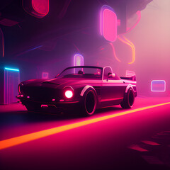 Obraz na płótnie Canvas Neon Luxury Car