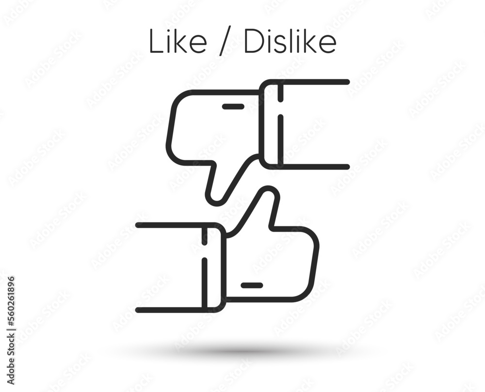 Poster like or dislike line icon. thumb up sign. social media reaction symbol. illustration for web and mob