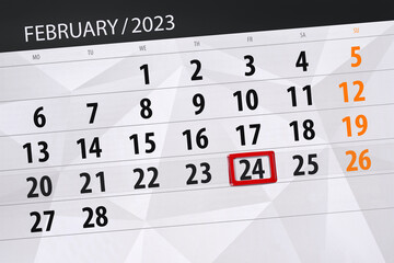 Calendar 2023, deadline, day, month, page, organizer, date, february, friday, number 24