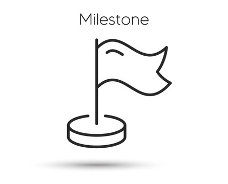 Milestone pin line icon. Flag location pointer sign. Pennant with flag. Illustration for web and mobile app. Line style location pin icon. Editable stroke milestone pointer. Vector