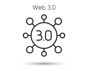 Web 3.0 line icon. Web3 internet technology sign. Decentralized system symbol. Illustration for web and mobile app. Line style internet technology icon. Editable stroke website 3.0. Vector