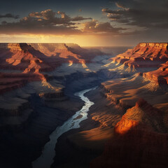 Grand Canyon of Colorado during sunset. Generative AI.	
