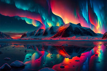 Fototapeta na wymiar Colorful Northern Lights