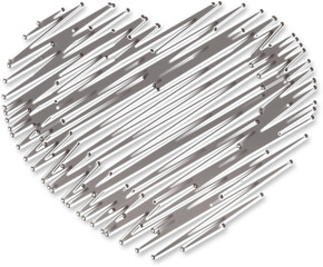 Silver Metal Scribbled Lines Heart