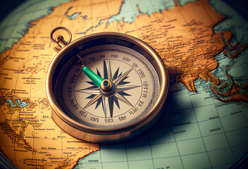 Plakat compass on the old map. - travel and transportation concept..