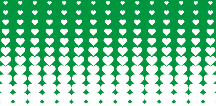 Muster aus Herzen auf grünem Hintergrund