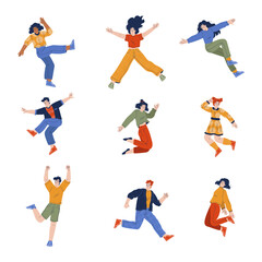 Fototapeta na wymiar People Characters Falling Down After Slip on the Ground Vector Set