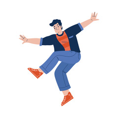 Man Character Falling Down After Slip on the Ground Vector Illustration