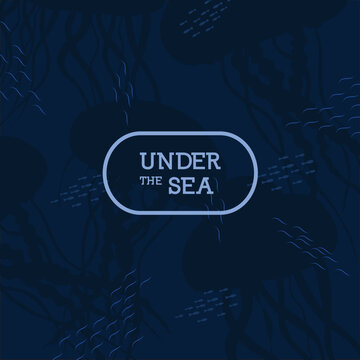 Under the sea - navy background perfect for cards, invitation or as a background.
