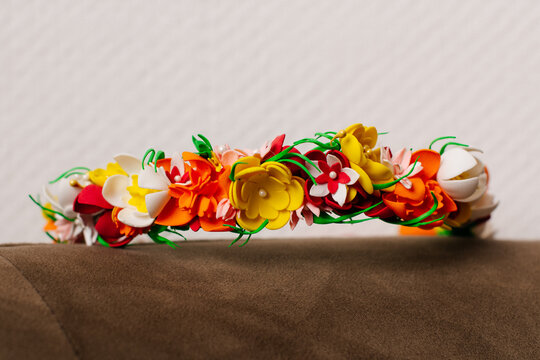 Blumenkranz-Haarreif Aus Polyester – Verstellbar, Rosa, Für Hochzeit, Festival Oder Foto-Shooting