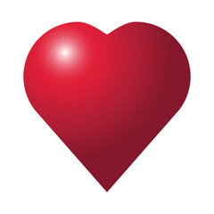 Simple red heart with white glare and shade