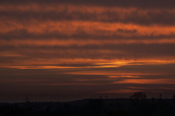 Evening sunset sky orange