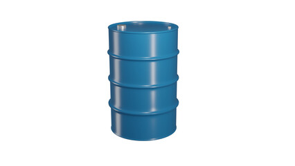 Blue metal oil barrel with cap isolated on transparent background. Industry concept. 3D render