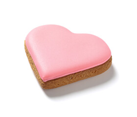 Sweet heart shaped cookie on white background. Valentine's Day celebration