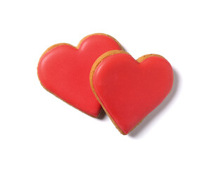 Sweet heart shaped cookies isolated on white background. Valentine's Day celebration