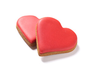 Obraz na płótnie Canvas Sweet heart shaped cookies isolated on white background. Valentine's Day celebration