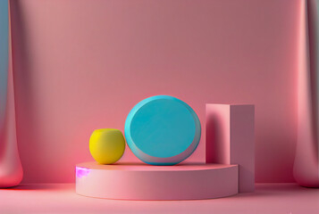 Abstract mock up scene pastel color. geometry shape podium background for product . Generative AI technology.