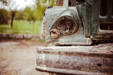 Old truck broken headlight