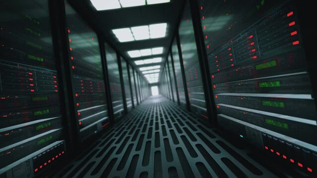 IT engineering, rack servers in the modern data center.	
