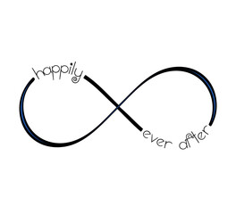 vector design with infinity symbol and happily ever after text on white background