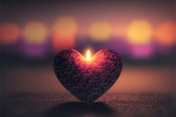 Fototapeta premium A generative AI art depiction of a candle and hearts