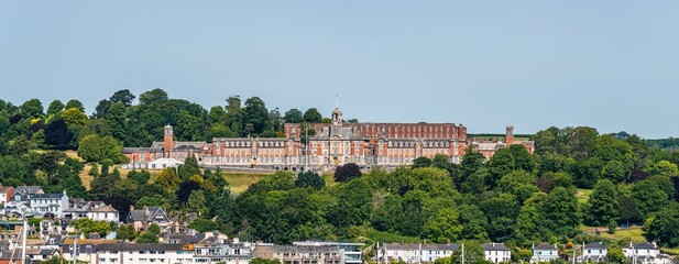 Britannia Royal Naval College in Dartmouth and River Dart, Kingswear, Devon, England	