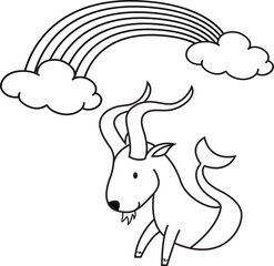 Cute zodiac sign capricorn coloring page