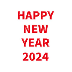 Fototapeta premium 2024年の挨拶 光沢のあるレトロ調の英語の賀詞 赤色