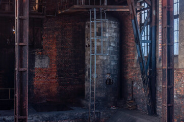 Fototapeta na wymiar Old abandoned brick industrial building