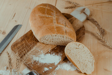 Bread on wood backdrop