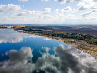 Fototapeta premium Aerial view of Pyasachnik (Sandstone) Reservoir, Bulgaria