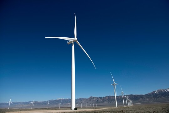 Wind turbines in the Nevada desert.