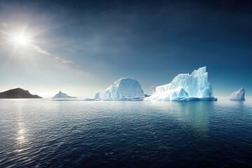 Impressive iceberg with blue ice and beautiful reflection on water in Antarctic ,made with Generative AI