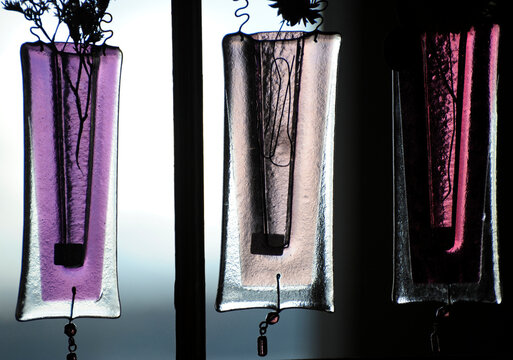 Hanging glass vases, Seattle, WA.