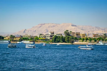 Foto op Plexiglas Beautiful green valley of Nile river near city Luxor, Egypt, Africa © Olena Zn