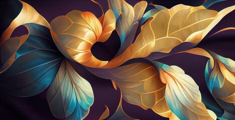 Floral background with soft pastel colors. organic, colorful flowers pattern. Flower illustration with leafs ,made with Generative AI